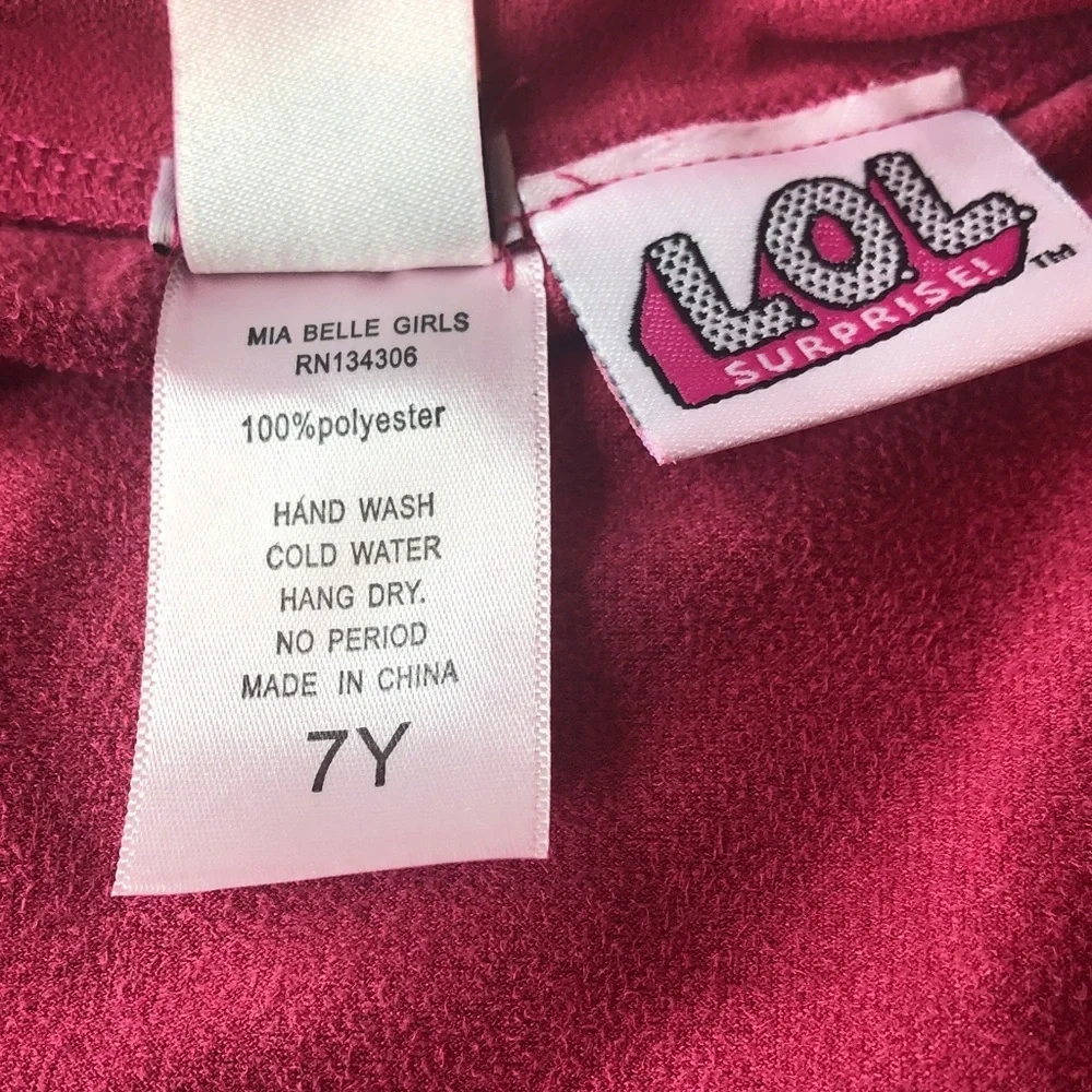 Mia Bella LOL Surprise Berry Faux Suede Soft Ruffle sleeve jacket Girls 7 EUC